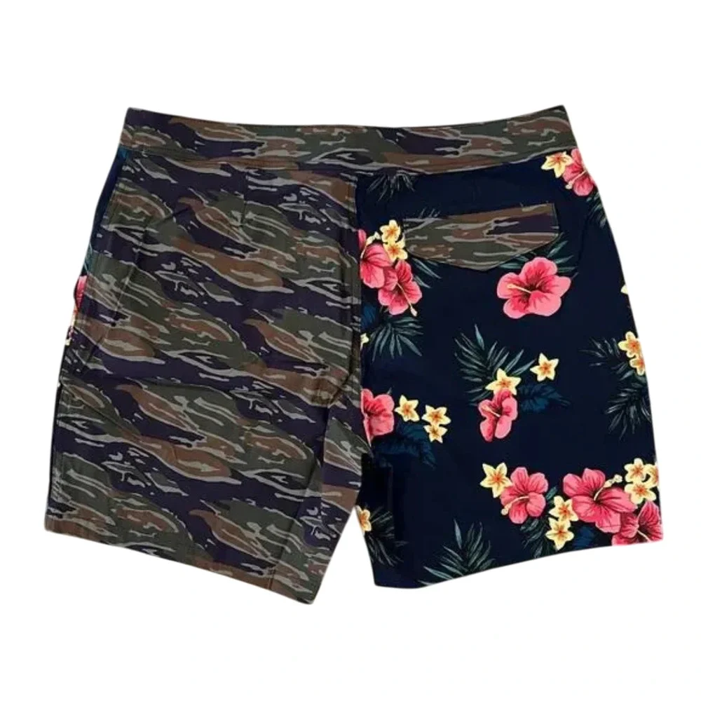 NWT J. Crew Men's Green Camo/Floral Print Swim Board Shorts -SZ 32